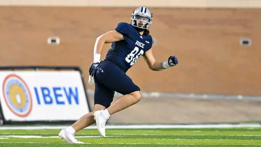 October 01, 2022: Rice Owls tight end Jaggar Hebeisen (88) in action during the second quarter against the UAB Blazers at Rice Stadium in Houston, Texas. Mandatory Credit: Maria Lysaker | Rice Athletics