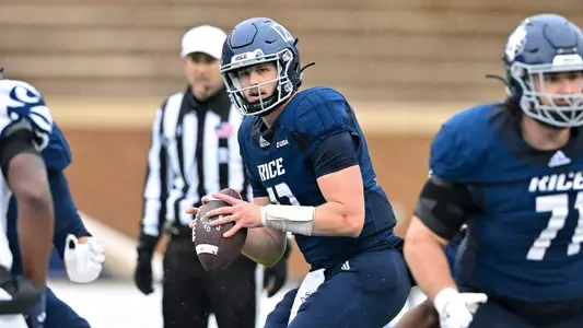 November 19, 2022: Rice Owls quarterback AJ Padgett (12) in action during the game against the UTSA Roadrunners at Rice Stadium in Houston, Texas. Mandatory Credit: Maria Lysaker | Rice Athletics