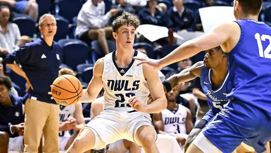 October 31, 2022: Rice Owls guard Alem Huseinovic (23) handles the ball during the second half against the Rockhurst Hawks at Tudor Fieldhouse in Houston, Texas. Mandatory Credit: Maria Lysaker | Rice Athletics