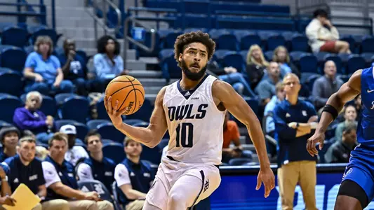 October 31, 2022: Rice Owls guard Mason Jones (10) goes for the lay-up during second half against the Rockhurst Hawks at Tudor Fieldhouse in Houston, Texas. Mandatory Credit: Maria Lysaker | Rice Athletics