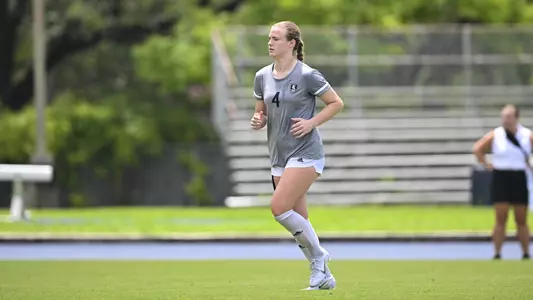 August 21, 2022, Houston, Texas, USA; Rice Owls midfielder Madi Allen (4) in action during the match against the Samford Bulldogs at Holloway Field Rice University.  (Mandatory Credit:  Maria Lysaker | Rice Athletics)