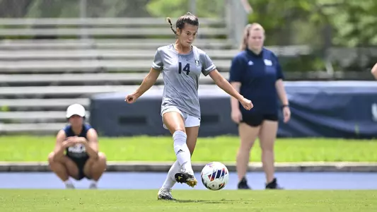 August 21, 2022, Houston, Texas, USA; Rice Owls midfielder Mikala Furuto (14) in action during the match against the Samford Bulldogs at Holloway Field Rice University.  (Mandatory Credit:  Maria Lysaker | Rice Athletics)