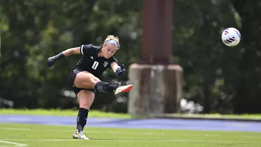August 21, 2022, Houston, Texas, USA; Rice Owls goalkeeper Bella Killgore (0) in action during the match against the Samford Bulldogs at Holloway Field Rice University.  (Mandatory Credit:  Maria Lysaker | Rice Athletics)