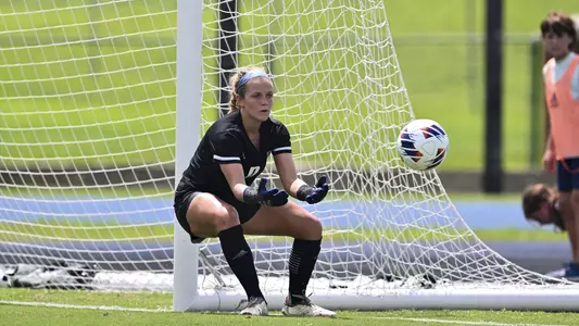 August 21, 2022, Houston, Texas, USA; Rice Owls goalkeeper Bella Killgore (0) in action during the match against the Samford Bulldogs at Holloway Field Rice University.  (Mandatory Credit:  Maria Lysaker | Rice Athletics)