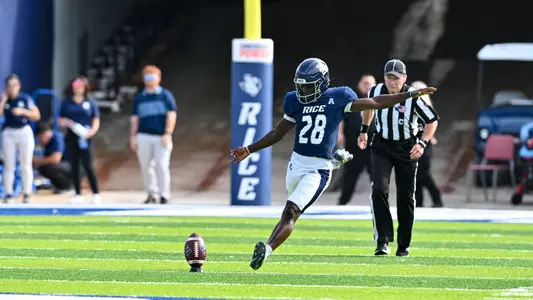 October 07, 2023, Houston, Texas, US: During the game between the University of Connecticut Huskies and the Rice Owls at Rice Stadium. (Mandatory Credit: Maria Lysaker | Rice Athletics)