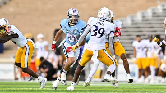 September 30, 2023, Houston, Texas, US: During the game between the East Carolina Pirates and the Rice Owls at Rice Stadium. (Mandatory Credit: Maria Lysaker | Rice Athletics)