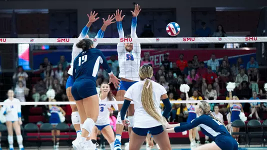 Sahara Maruska makes an attack during a recent match at SMU
