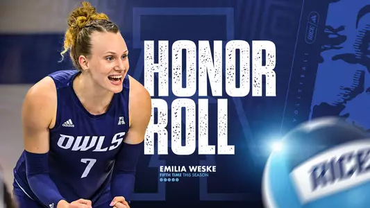 Volleyball's Emilia Weske has been named to the AAC Honor Roll for the fifth time this season