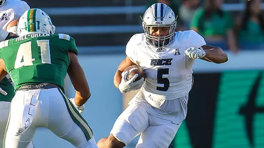 November 18, 2023:  NCAA football game between Rice University and UNC-Charlotte, at Jerry Richardson Stadium, Charlotte, North Carolina.  David Beach