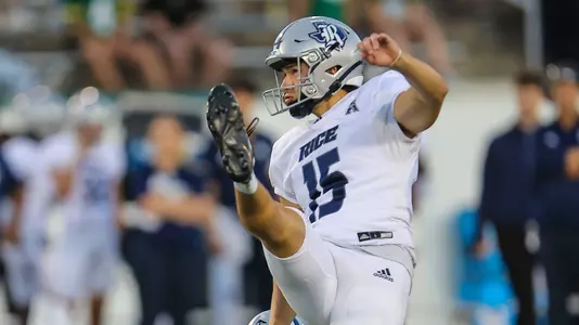 November 18, 2023:  NCAA football game between Rice University and UNC-Charlotte, at Jerry Richardson Stadium, Charlotte, North Carolina.  David Beach