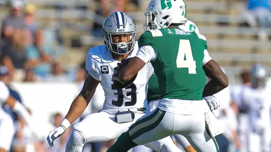 November 18, 2023:  NCAA football game between Rice University and UNC-Charlotte, at Jerry Richardson Stadium, Charlotte, North Carolina.  David Beach