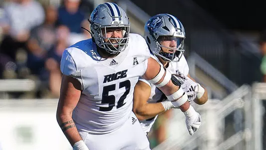 November 18, 2023:  NCAA football game between Rice University and UNC-Charlotte, at Jerry Richardson Stadium, Charlotte, North Carolina.  David Beach