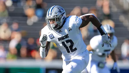 November 18, 2023:  NCAA football game between Rice University and UNC-Charlotte, at Jerry Richardson Stadium, Charlotte, North Carolina.  David Beach