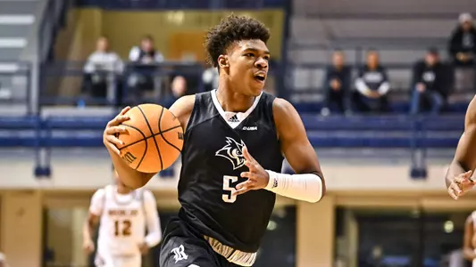 November 19, 2022:  Rice Owls guard Cameron Sheffield (5) drives to the basket during the first half against the Western Michigan Broncos at Tudor Fieldhouse in Houston, Texas. Mandatory Credit: Maria Lysaker | Rice Athletics