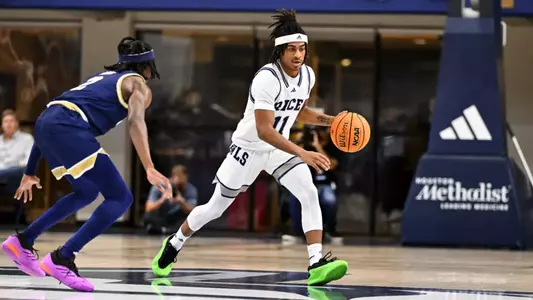 November 05, 2024, Houston, Texas, US: During a game between the FIU Golden Panthers and the Rice Owls at Tudor Fieldhouse. Mandatory Credit: Maria Lysaker | Rice Athletics