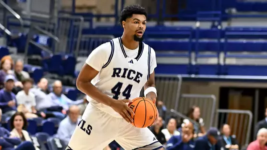 November 05, 2024, Houston, Texas, US: During a game between the FIU Golden Panthers and the Rice Owls at Tudor Fieldhouse. Mandatory Credit: Maria Lysaker | Rice Athletics