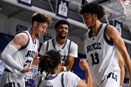 November 12, 2024, Houston, Texas, US: During a game between the Louisiana-Monroe Warhawks and the Rice Owls at Tudor Fieldhouse. The Owls defeated the Warhawks 66-50. Mandatory Credit: Maria Lysaker | Rice Athletics
