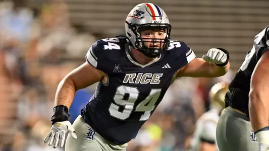 November 02, 2024, Houston, Texas, US: During a game between the Navy Midshipmen and the Rice Owls at Rice Stadium. The Owls defeated the Midshipmen 24-10. Mandatory Credit: Maria Lysaker | Rice Athletics