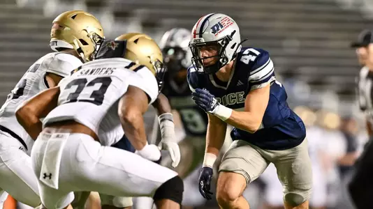 November 02, 2024, Houston, Texas, US: During a game between the Navy Midshipmen and the Rice Owls at Rice Stadium. The Owls defeated the Midshipmen 24-10. Mandatory Credit: Maria Lysaker | Rice Athletics
