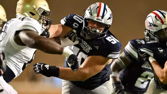 November 02, 2024, Houston, Texas, US: During a game between the Navy Midshipmen and the Rice Owls at Rice Stadium. The Owls defeated the Midshipmen 24-10. Mandatory Credit: Maria Lysaker | Rice Athletics