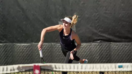 Rice women's tennis player Federica Trevisan makes a serve during a recent match