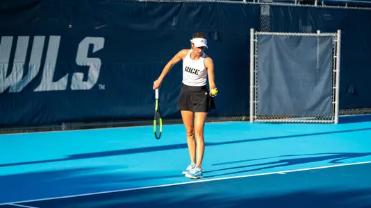 Rice women's tennis player Federica Trevisan prepares to serve during a recent home match.