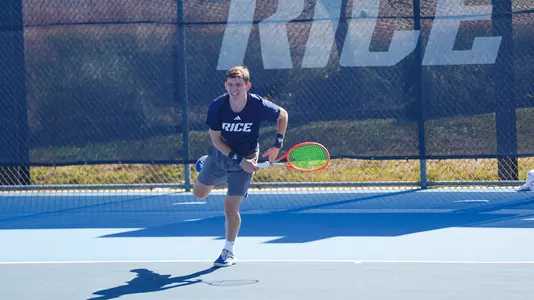 Rice men's tennis player Arthus de la Bassetiere returns a shot during a recent match.