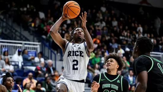 March 09, 2024: During the game between the University of North Texas Mean Green and the Rice Owls at Tudor Fieldhouse, in Houston, Texas. Mandatory Credit: Maria Lysaker | Rice Athletics