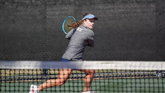 Rice women's tennis player Saara Orav lines up a return shot during a recent match
