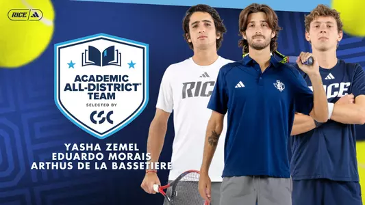 Arthus de la Bassetiere, Eduardo Morais and Yasha Zemel were each named to the 2024 Academic All-District Men’s Tennis Team