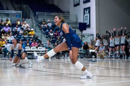 Rice L/DS Nia McCardell celebrates during an NCAA volleyball game against Wichita State.