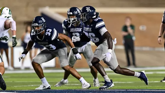 September 28, 2024, Houston, Texas, US: Blaise Tita During a game between the Charlotte 49er’s and the Rice Owls at Rice Stadium. Mandatory Credit: Maria Lysaker | Rice Athletics