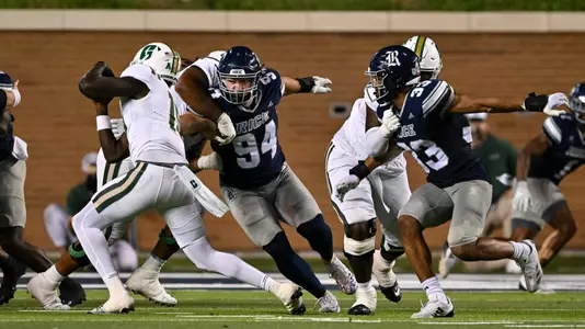 September 28, 2024, Houston, Texas, US: Charlie Looes During a game between the Charlotte 49er’s and the Rice Owls at Rice Stadium. Mandatory Credit: Maria Lysaker | Rice Athletics
