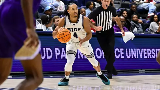December 16, 2024, Houston, Texas, US: During a game between the Alcorn State Braves and the Rice Owls at Tudor Fieldhouse. Mandatory Credit: Maria Lysaker | Rice Athletics