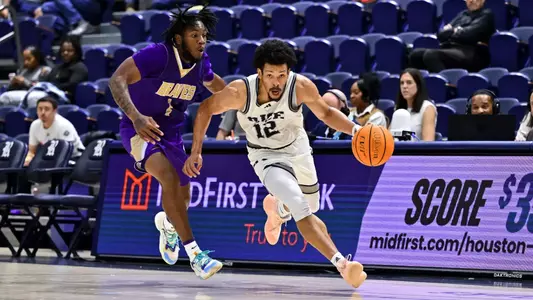 December 16, 2024, Houston, Texas, US: During a game between the Alcorn State Braves and the Rice Owls at Tudor Fieldhouse. The Owls defeated the Braves 77-75. Mandatory Credit: Maria Lysaker | Rice Athletics