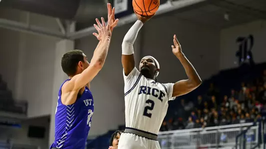 December 19, 2024, Houston, Texas, US: During a game between the University North Texas Dallas Trailblazers and the Rice Owls at Tudor Fieldhouse. Mandatory Credit: Maria Lysaker | Rice Athletics