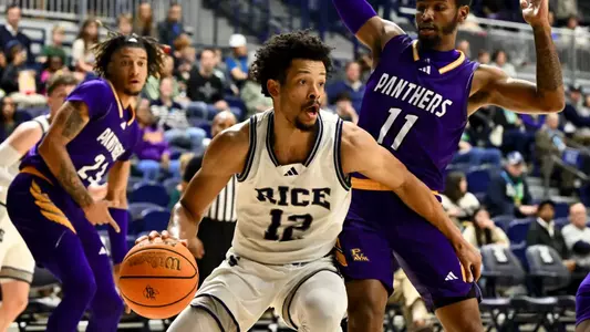 December 22, 2024, Houston, Texas, US: During a game between the Texas Prairie View A&M Panthers and the Rice Owls at Tudor Fieldhouse.  Mandatory Credit: Maria Lysaker | Rice Athletics