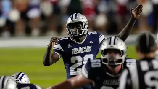 Rice University plays an NCAA football game against Florida Atlantic University, Saturday, Oct. 4, 2025, at Rice Stadium in Houston. (Photo by Kevin M. Cox)