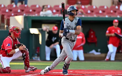 April 08, 2025, Houston, Texas, US: During game two of the silver glove series between cross town rivals the University of Houston Cougars and the Rice Owls at Darryl & Lori Schroeder Park. Mandatory Credit: Maria Lysaker | Rice Athletics