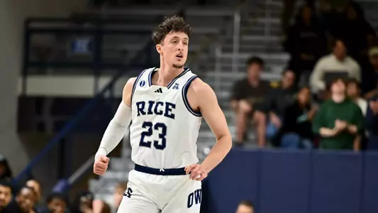 March 06, 2025, Houston, Texas, US: During a game between the Wichita State Shockers and the Rice Owls at Tudor Fieldhouse. Mandatory Credit: Maria Lysaker | Rice Athletics