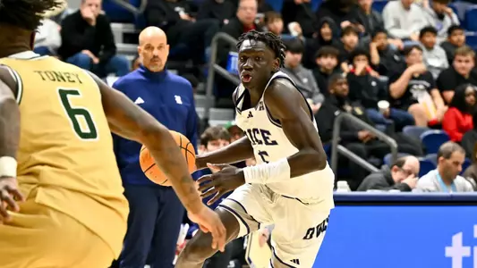 February 19, 2025, Houston, Texas, US: During a game between the UAB Blazers and the Rice Owls at Tudor Fieldhouse.  Mandatory Credit: Maria Lysaker | Rice Athletics