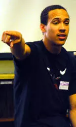 Men's Basketball Visits Manchester Middle School