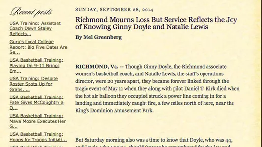 Women's Hoop's Guru Blogs About Celebration Of Life Service