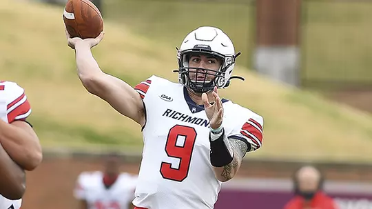 Elon takes on Richmond in CAA football action at Rhodes Stadium on Saturday, March 13, 2021 in Elon, North Carolina.