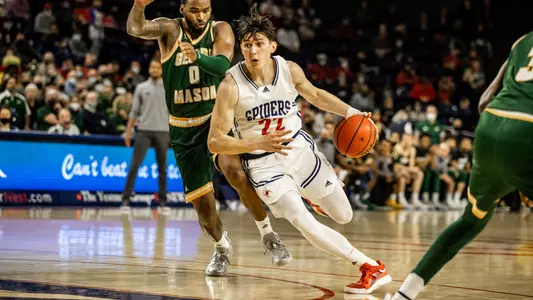 RIchmond,VA  Feb. 07 2022- Images from the George Mason Patriots vs Richmond Spiders Monday night  basketball game held at the Robins Center. Richmond grabbed the victory on a 3 pointer by Jacob Gilyard.