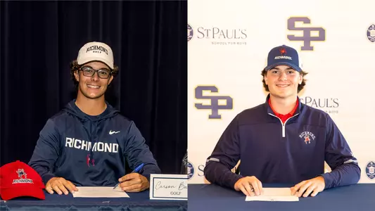 Carson Baez and Tommy Sharps sign their NLIs to attend the University of Richmond