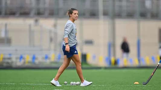 Martu Loncarica as La Salle Field Hockey Head Coach runs practice