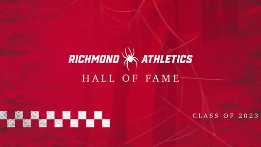 Richmond Athletics Hall of Fame Class of 2023 in text over an image of Robins Stadium