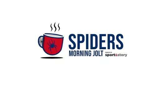 Spider Morning Jolt logo shows a coffee cup with the Richmond logo on it and a web around the handle along with the text Spiders Morning Jolt
