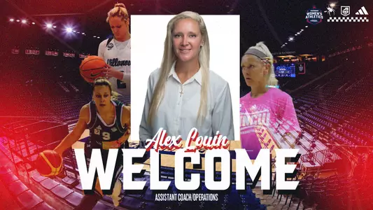 Graphic of Alex Louin's headshot and action photo at Villanova and at UNCW